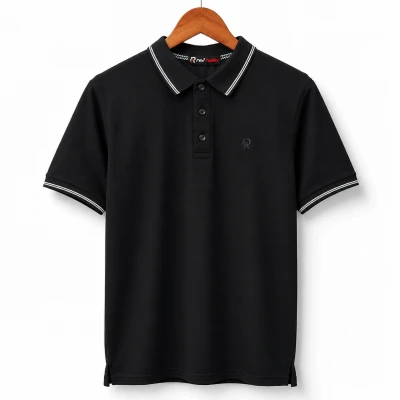 Red Rooks Black Pique Polo